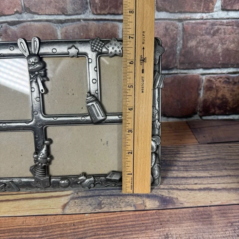 Vintage Gallery Pewter Baby Picture Frame Multi-Photo 5 Opening Unisex Nursery